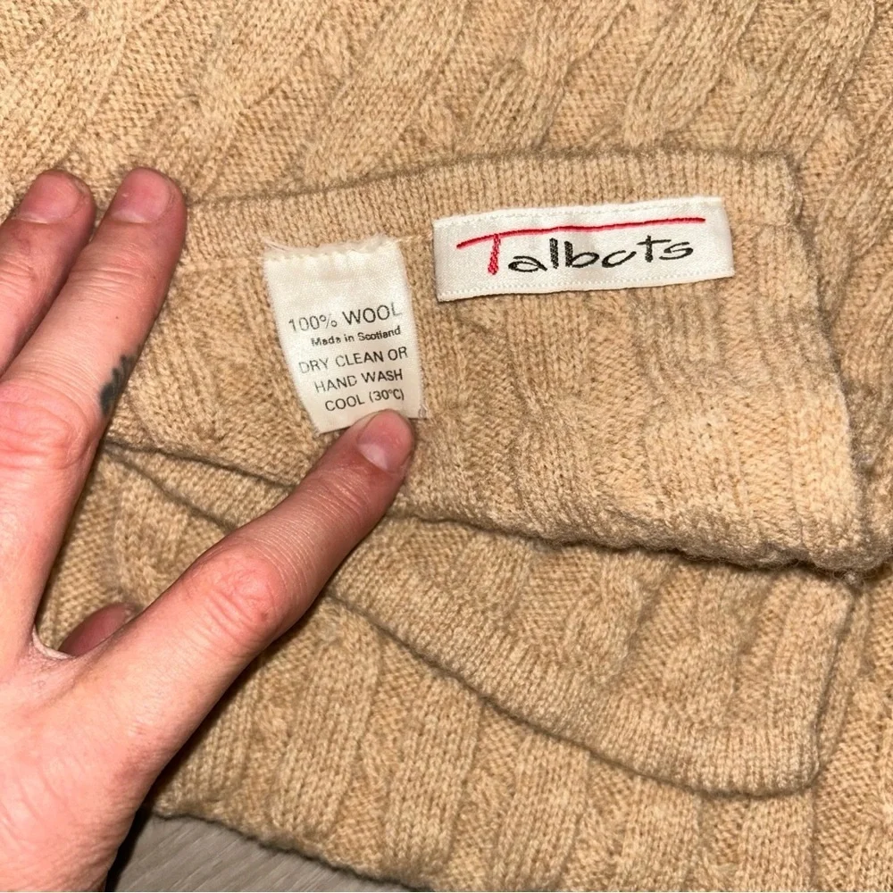 Talbots Wool Cable Knit Skirt in Beige